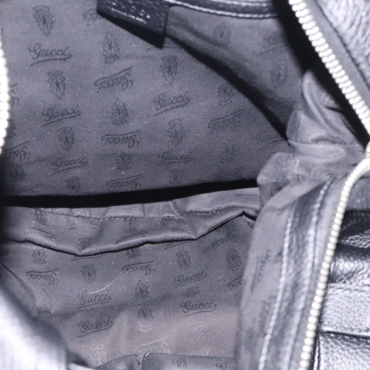 GUCCI Bamboo Shoulder Bag Leather Black Silver 232930 Auth 210779V