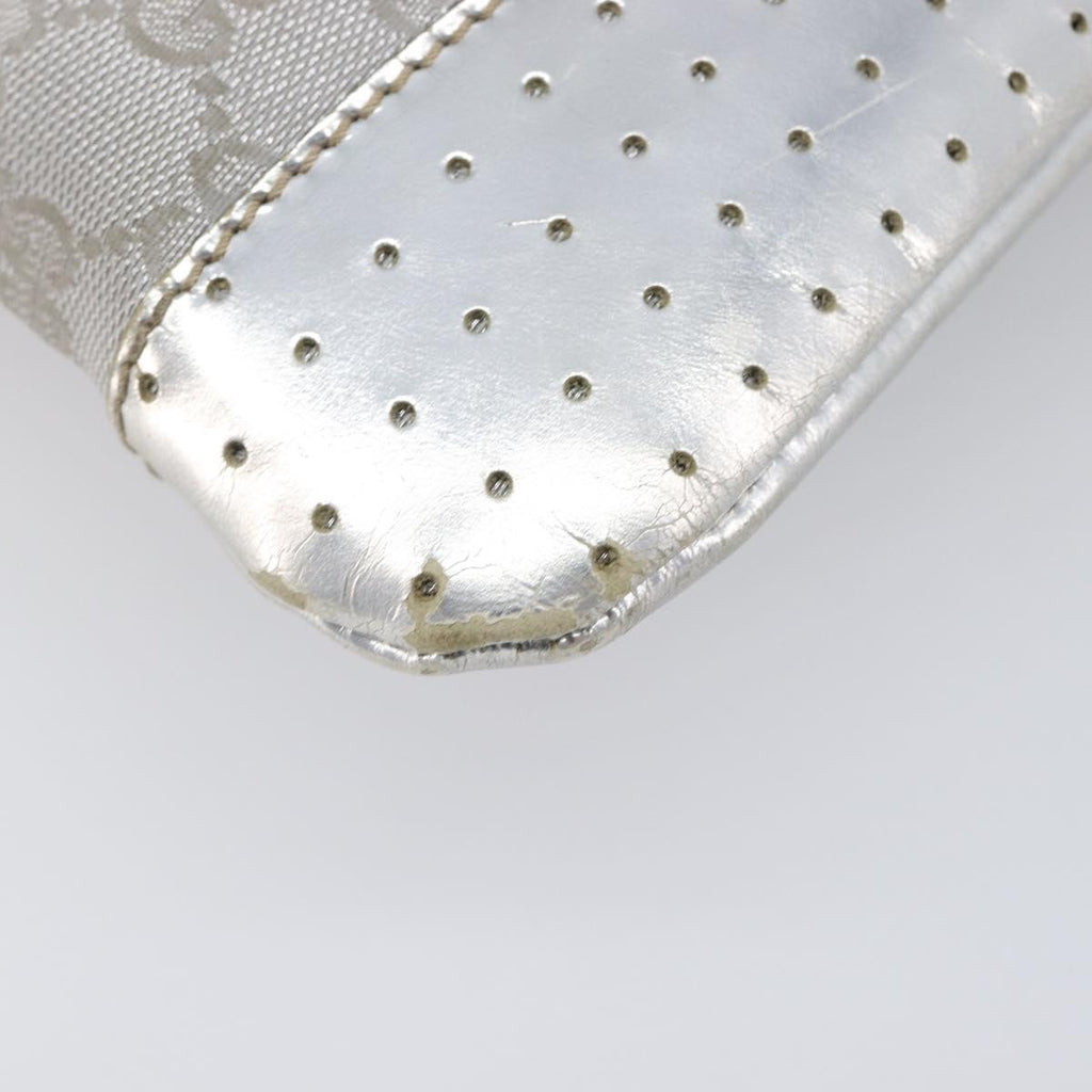GUCCI GG Canvas Shoulder Bag Silver 145857 Auth 210814