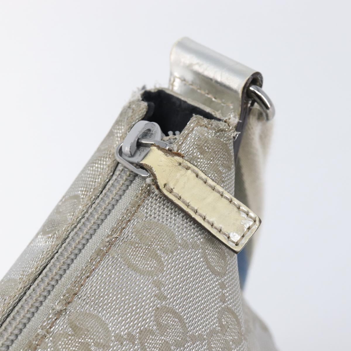 GUCCI GG Canvas Shoulder Bag Silver 145857 Auth 210814