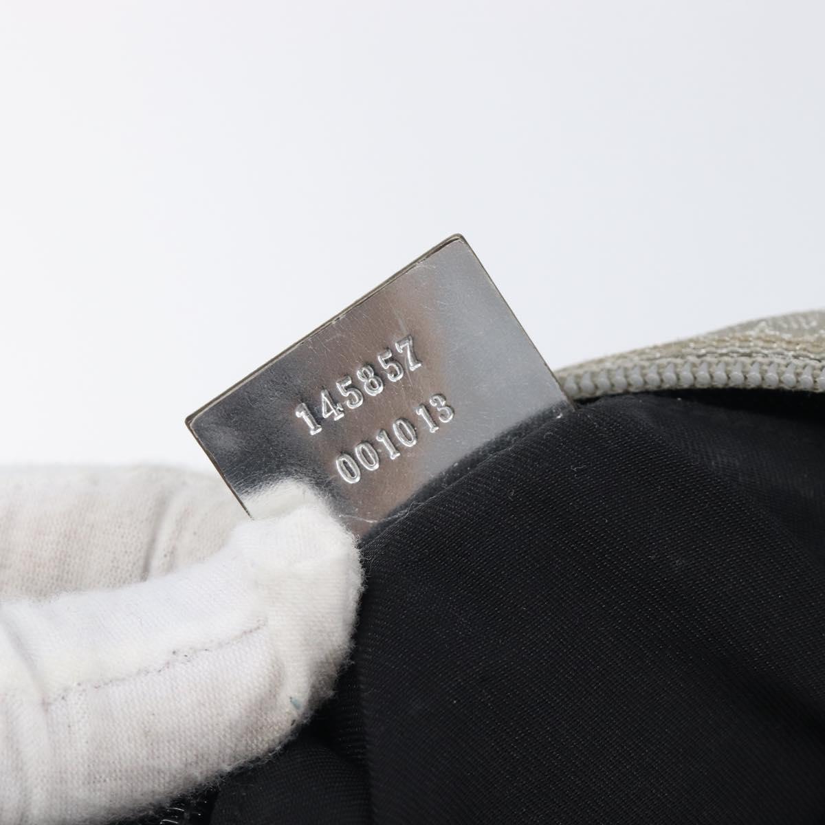 GUCCI GG Canvas Shoulder Bag Silver 145857 Auth 210814
