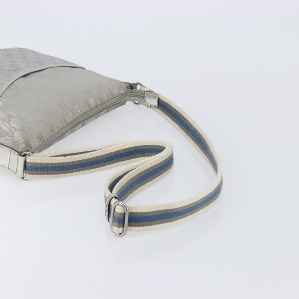 GUCCI GG Canvas Shoulder Bag Silver 145857 Auth 210814