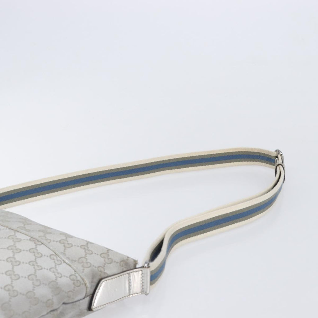 GUCCI GG Canvas Shoulder Bag Silver 145857 Auth 210814