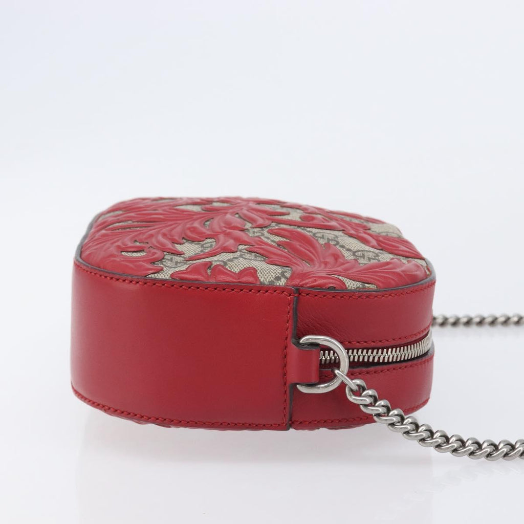 GUCCI GG Supreme Chain Shoulder Bag PVC Beige Silver 409535 Auth 210815V