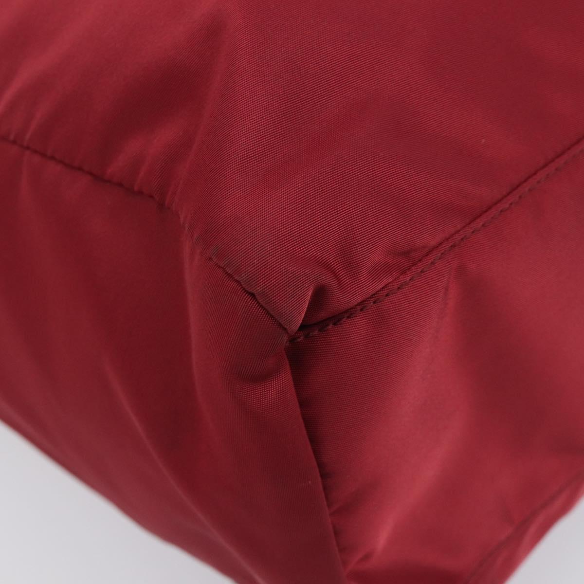 PRADA Tote Bag Nylon Red Gold Auth 210817A