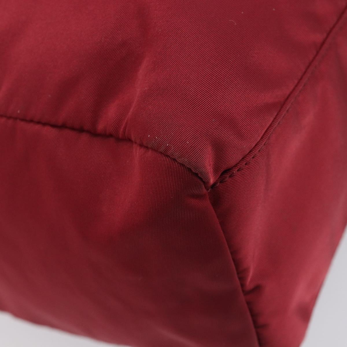 PRADA Tote Bag Nylon Red Gold Auth 210817A