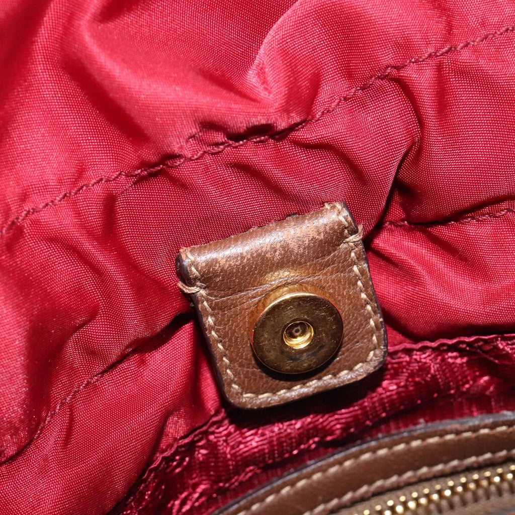 PRADA Tote Bag Nylon Red Gold Auth 210817A