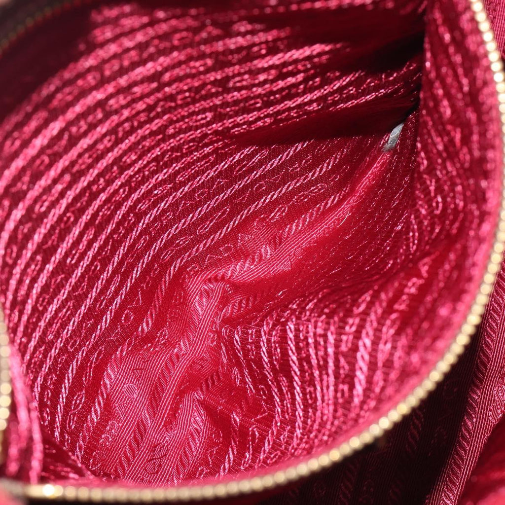 PRADA Tote Bag Nylon Red Gold Auth 210817A