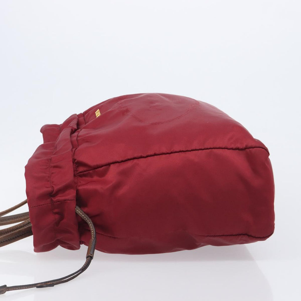 PRADA Tote Bag Nylon Red Gold Auth 210817A