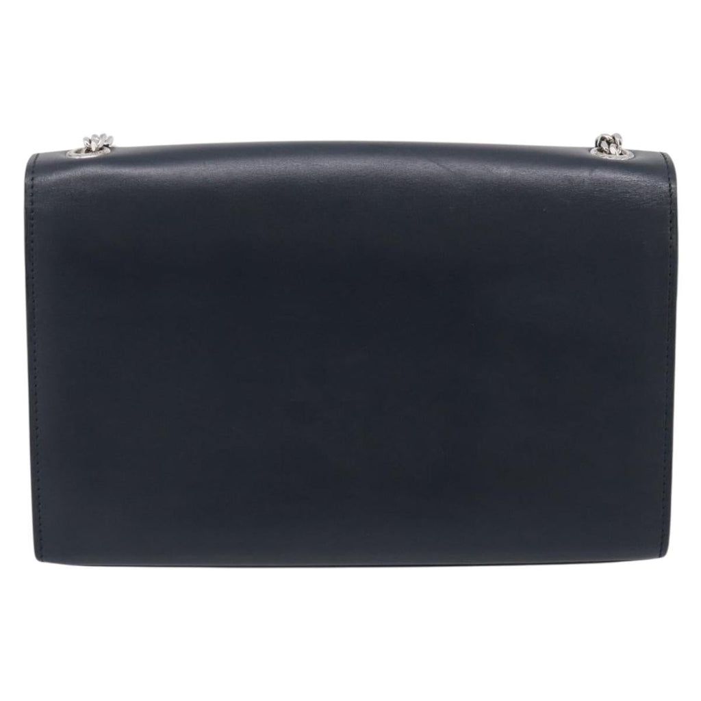 Saint Laurent Kate Chain Shoulder Bag Leather Navy Silver Auth 210824V
