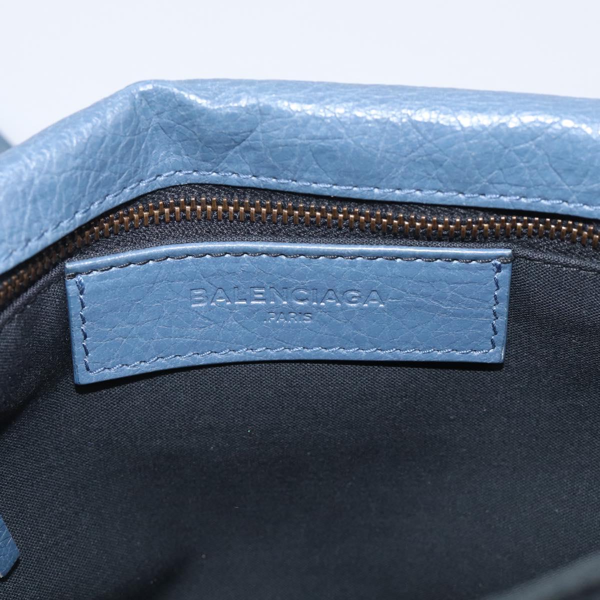 Balenciaga Classic Envelope Shoulder Bag Leather Navy Silver 319376 Auth 210834A