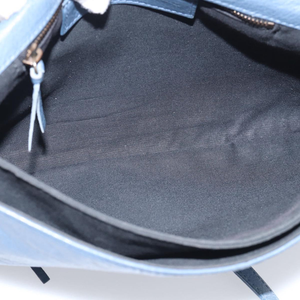 Balenciaga Classic Envelope Shoulder Bag Leather Navy Silver 319376 Auth 210834A