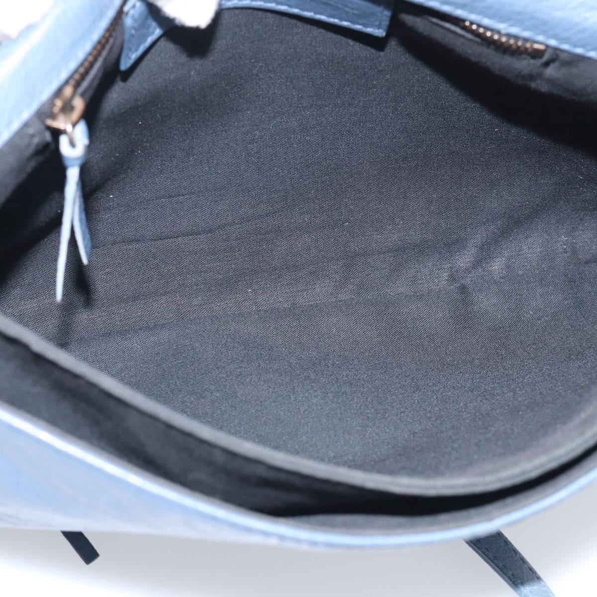 Balenciaga Classic Envelope Shoulder Bag Leather Navy Silver 319376 Auth 210834A