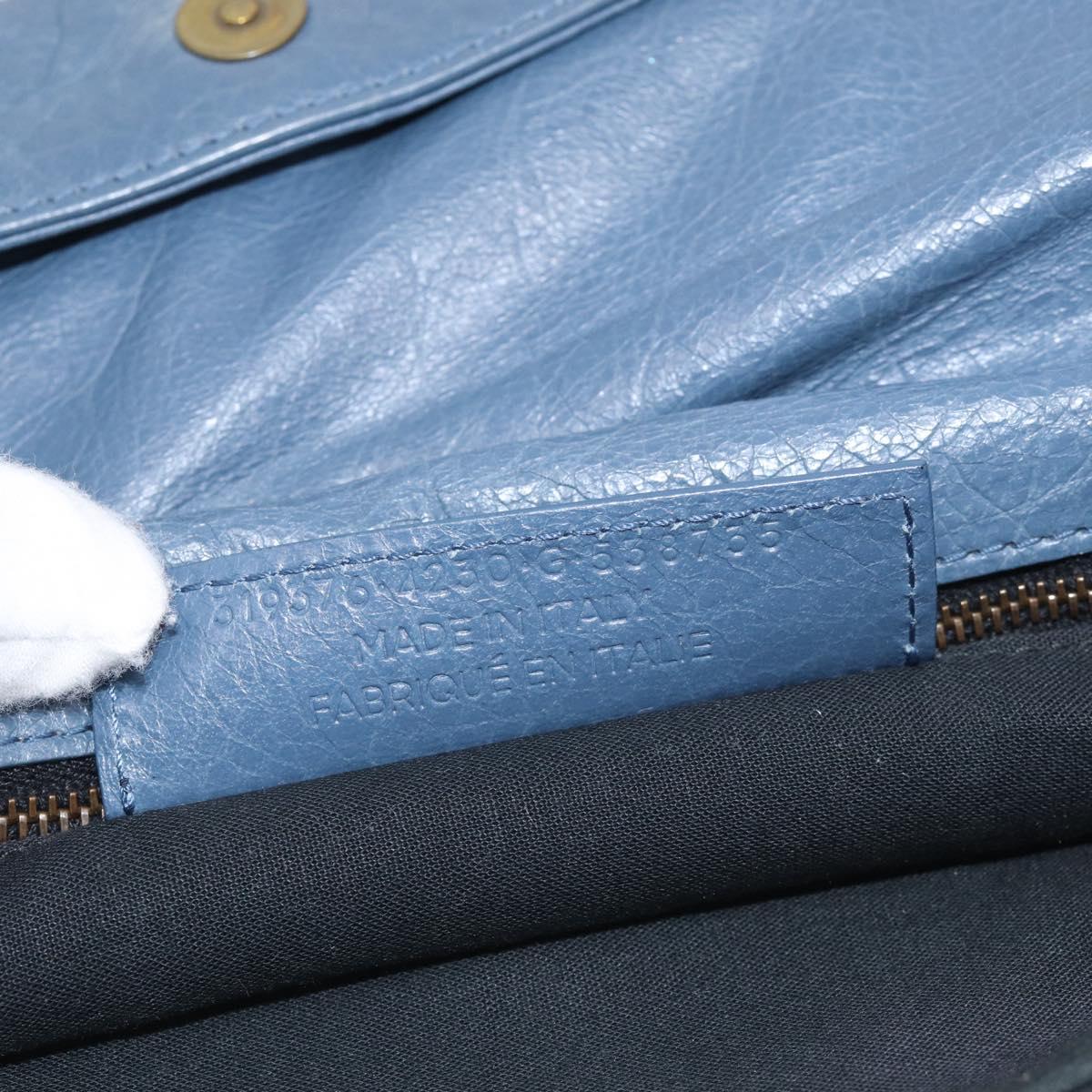 Balenciaga Classic Envelope Shoulder Bag Leather Navy Silver 319376 Auth 210834A