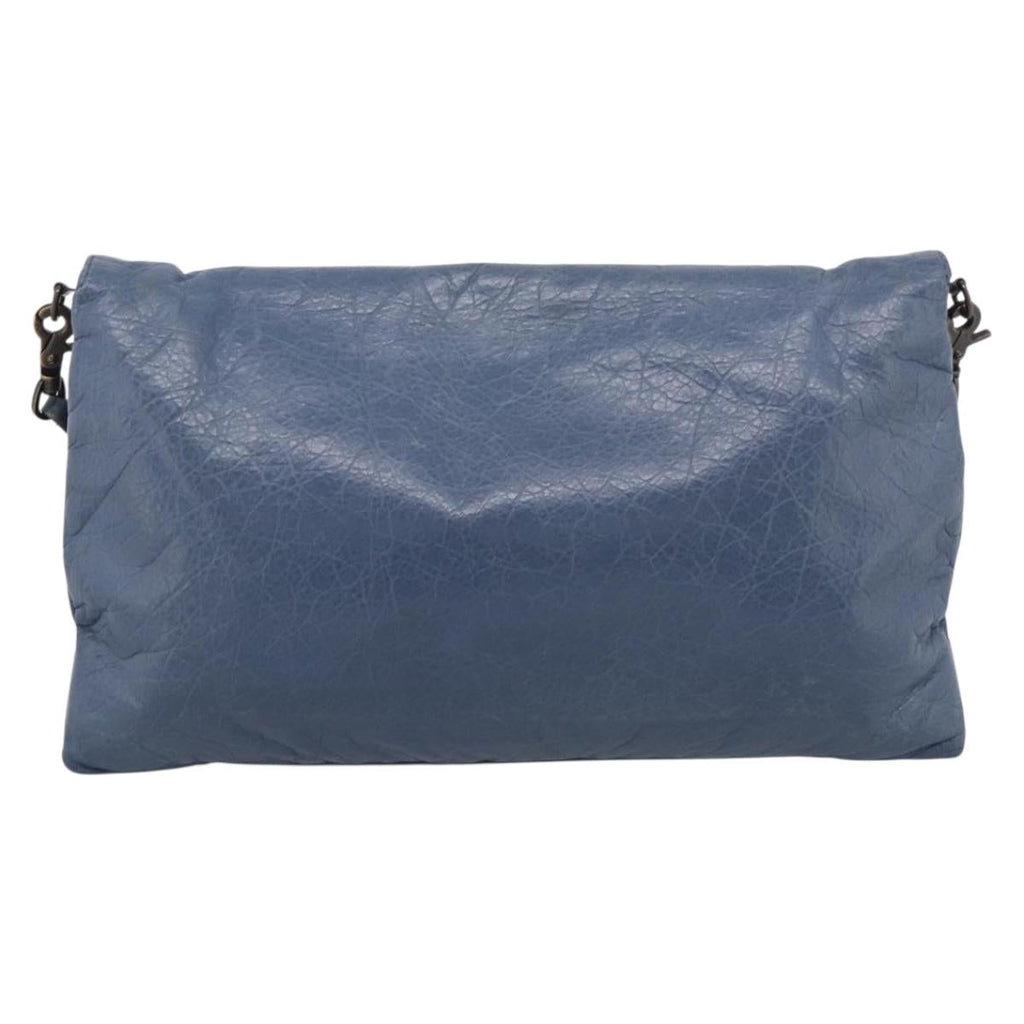Balenciaga Classic Envelope Shoulder Bag Leather Navy Silver 319376 Auth 210834A