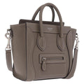 CELINE Luggage Nano Shopper Hand Bag Leather 2way Gray Silver Auth 210837V