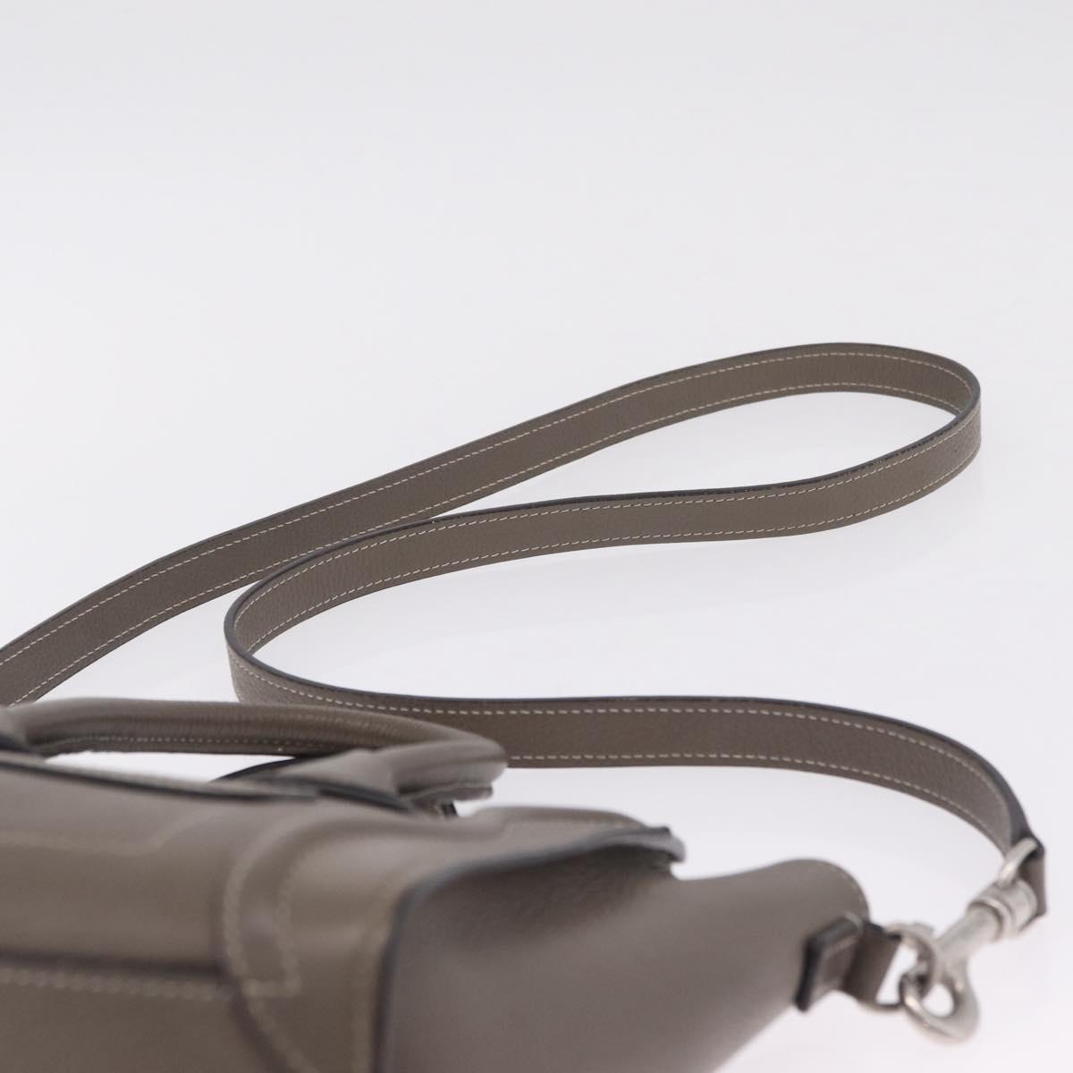 CELINE Luggage Nano Shopper Hand Bag Leather 2way Gray Silver Auth 210837V