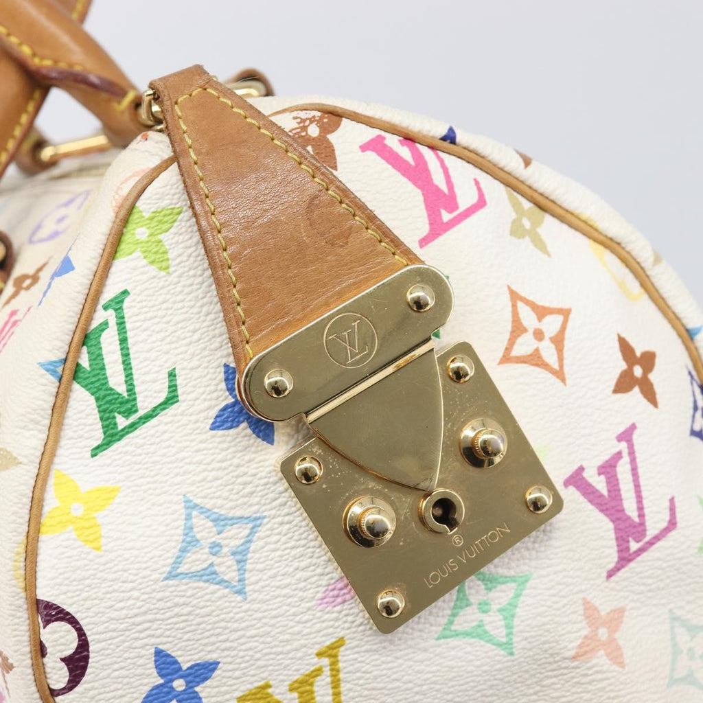 LOUIS VUITTON Monogram Multicolor Speedy 30 Bag White Bron M92643 LV Auth 210841