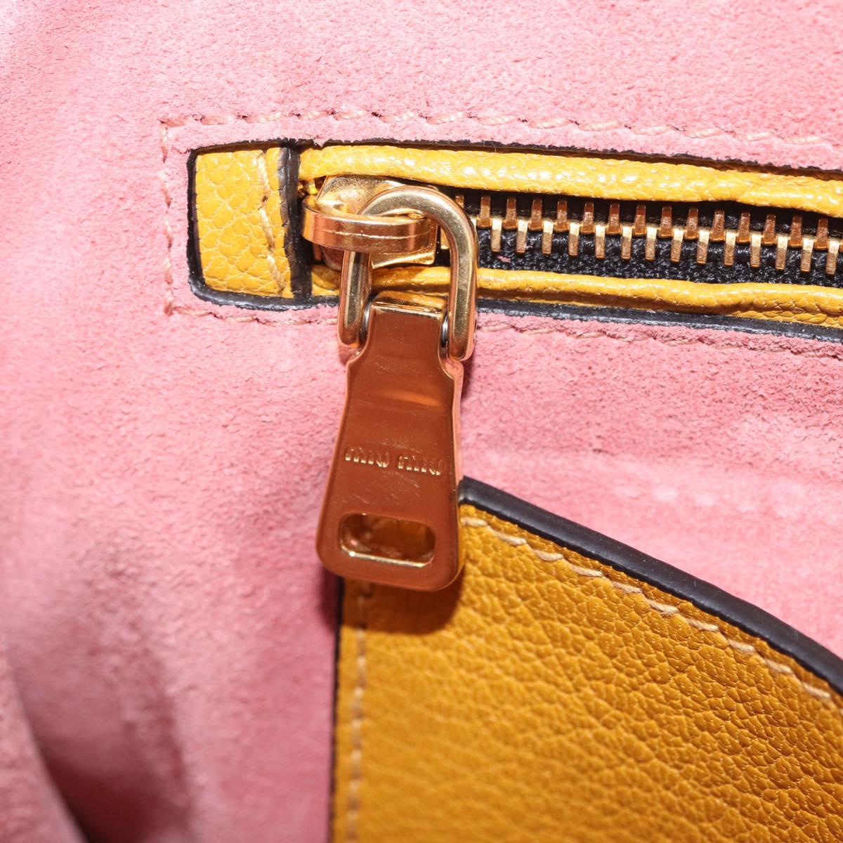 Miu Miu Madras Hand Bag Leather 2way Yellow Gold Auth 210842A