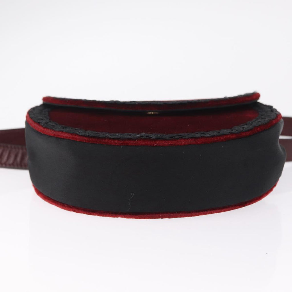 Saint Laurent Waist bag Velor Bordeaux Gold Auth 210843A