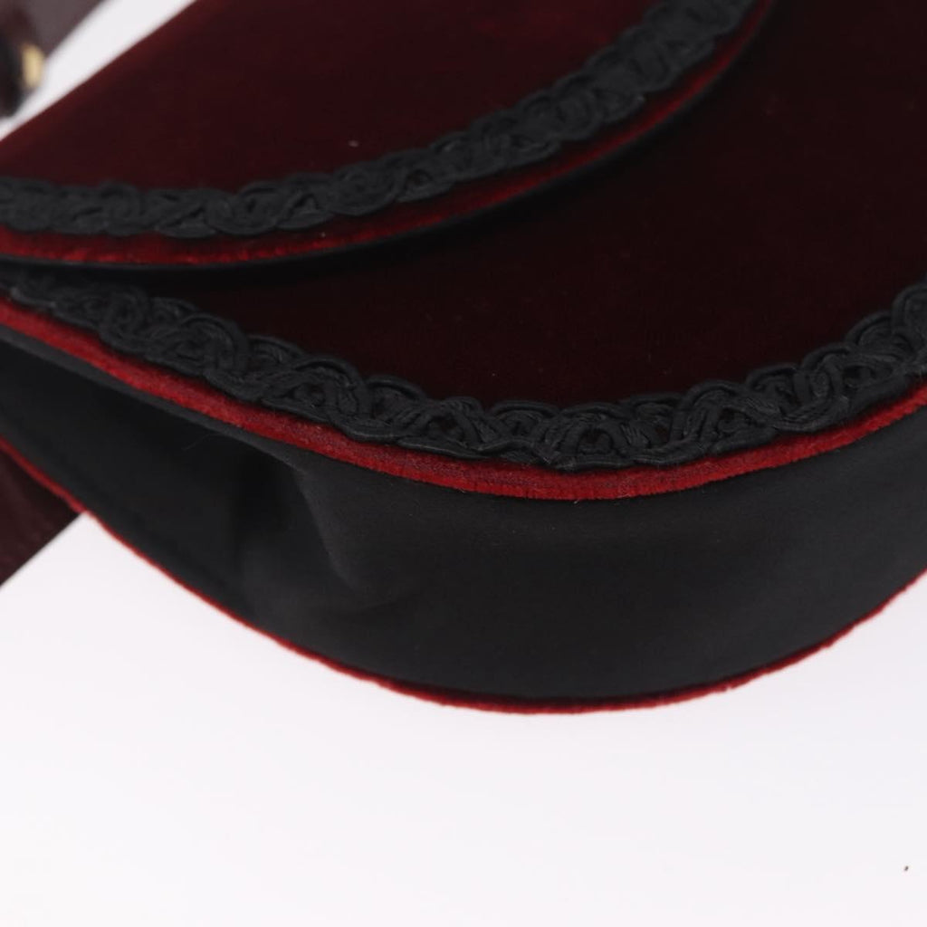 Saint Laurent Waist bag Velor Bordeaux Gold Auth 210843A