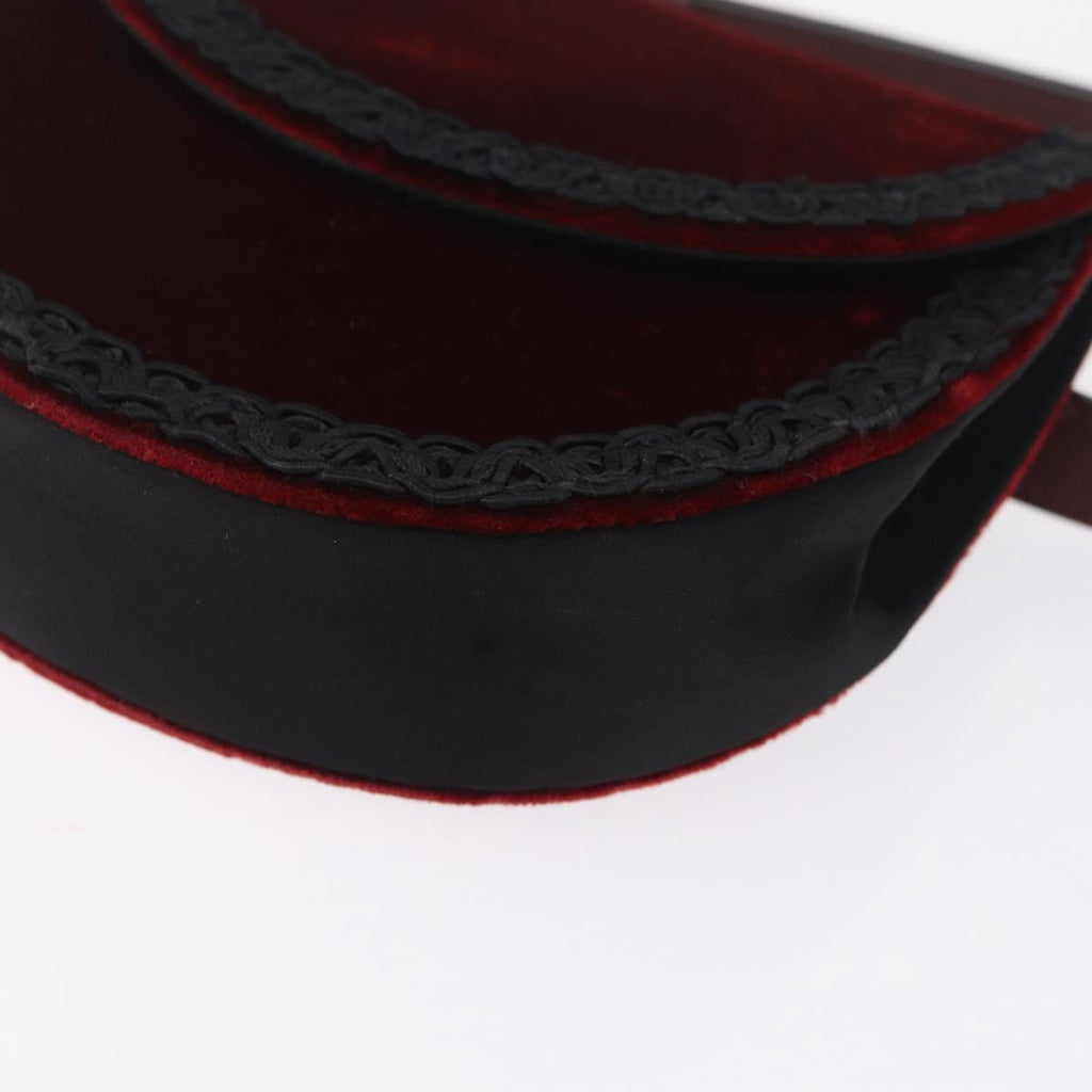 Saint Laurent Waist bag Velor Bordeaux Gold Auth 210843A