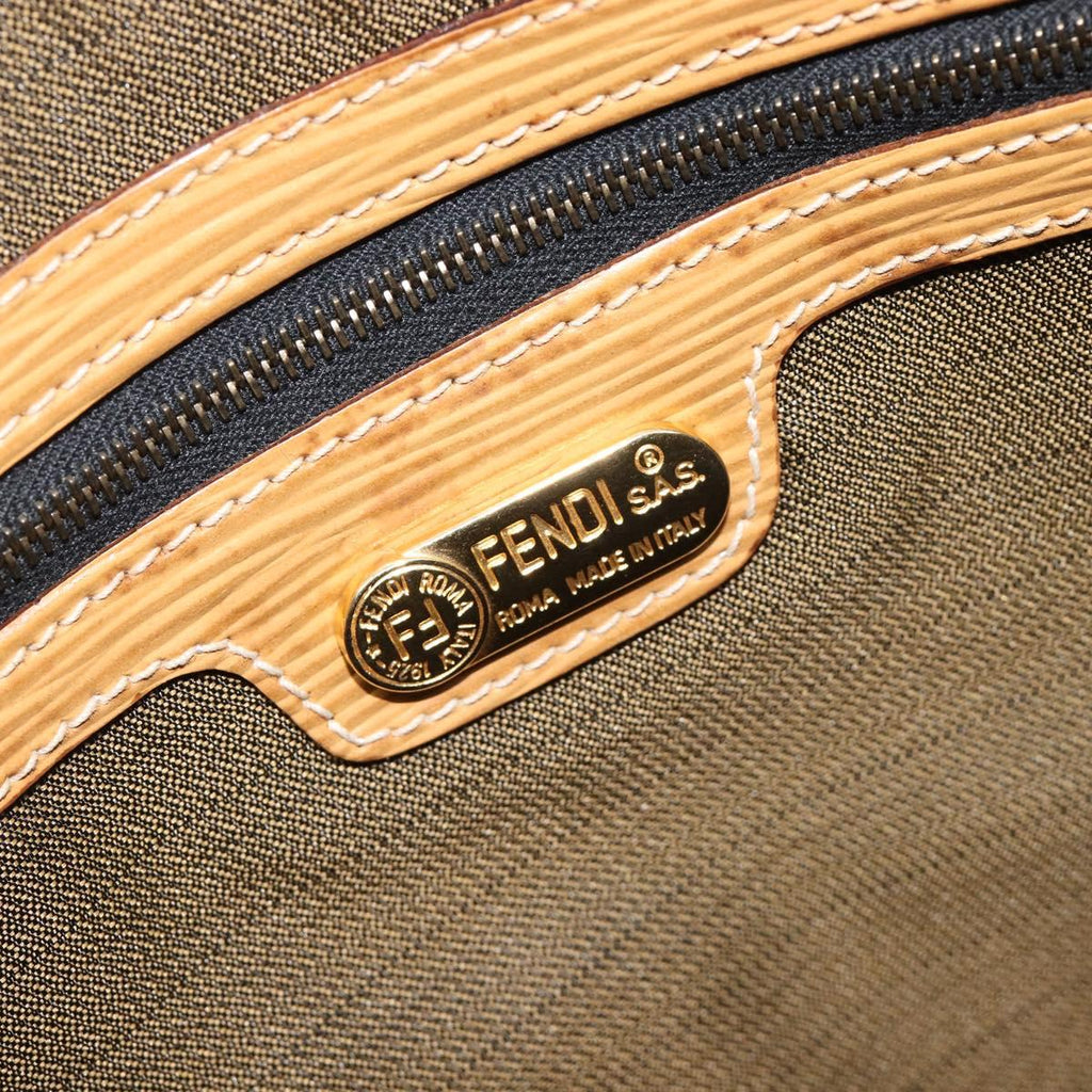 FENDI Zucca Canvas Hand Bag Black Brown Auth 210844A