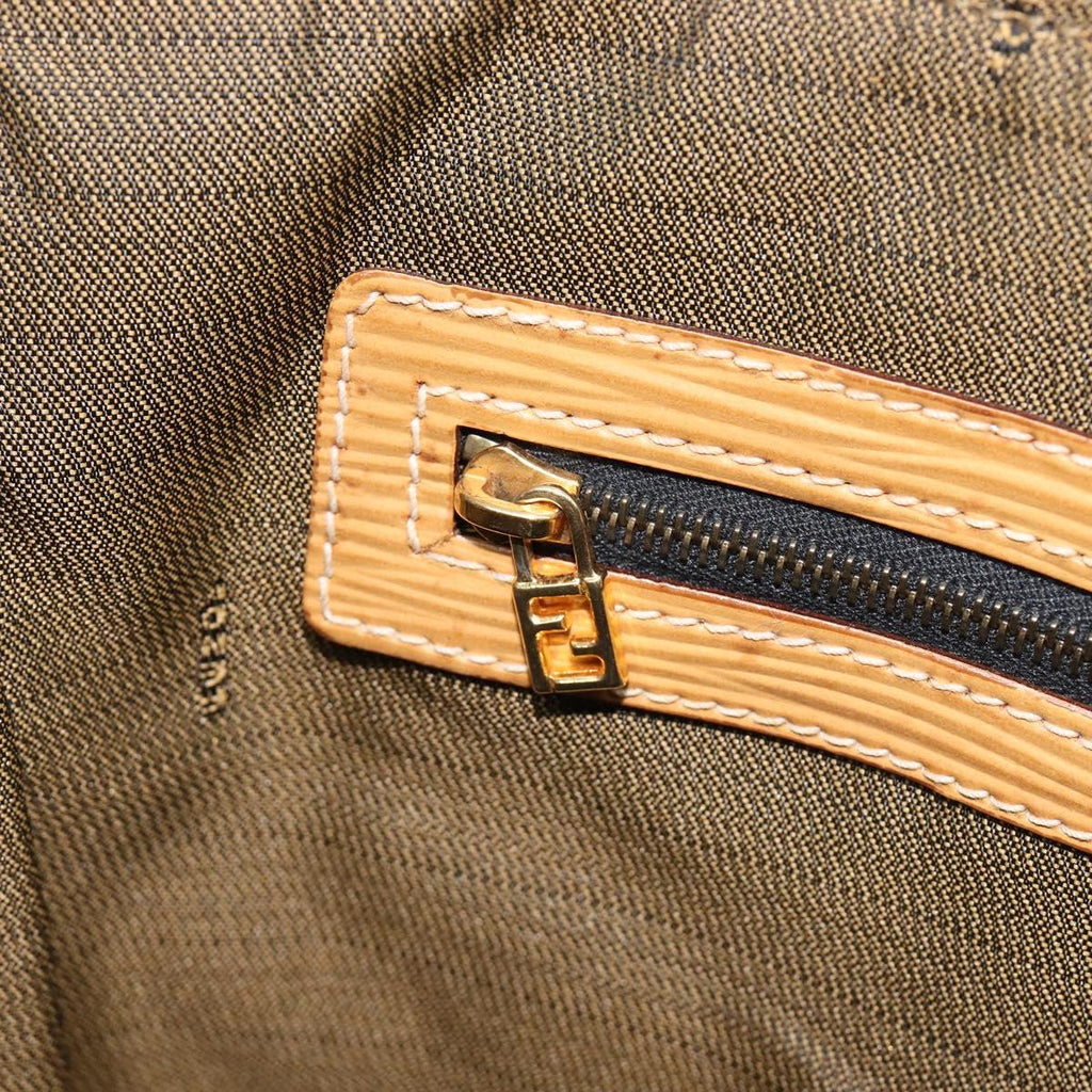 FENDI Zucca Canvas Hand Bag Black Brown Auth 210844A