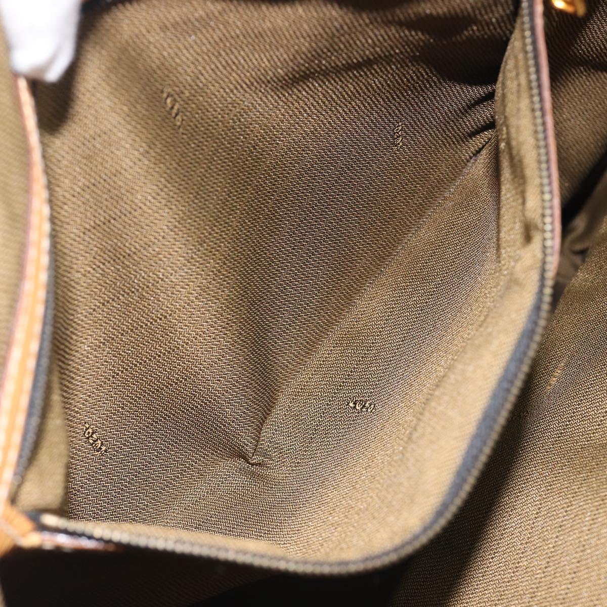 FENDI Zucca Canvas Hand Bag Black Brown Auth 210844A