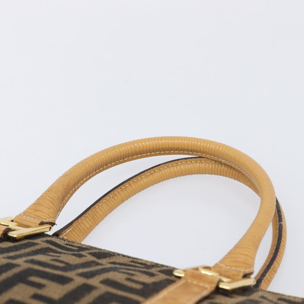 FENDI Zucca Canvas Hand Bag Black Brown Auth 210844A