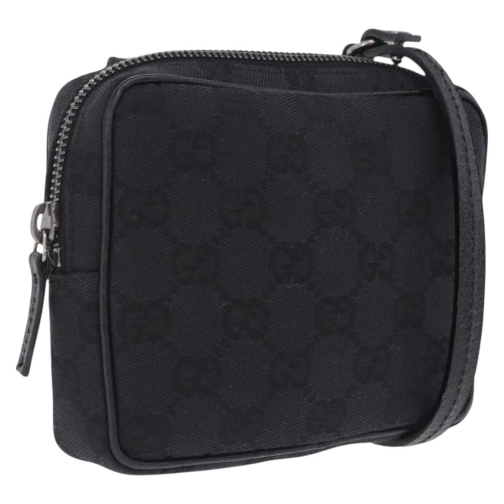 GUCCI GG Canvas Shoulder Bag Black Silver 120975 Auth 210848