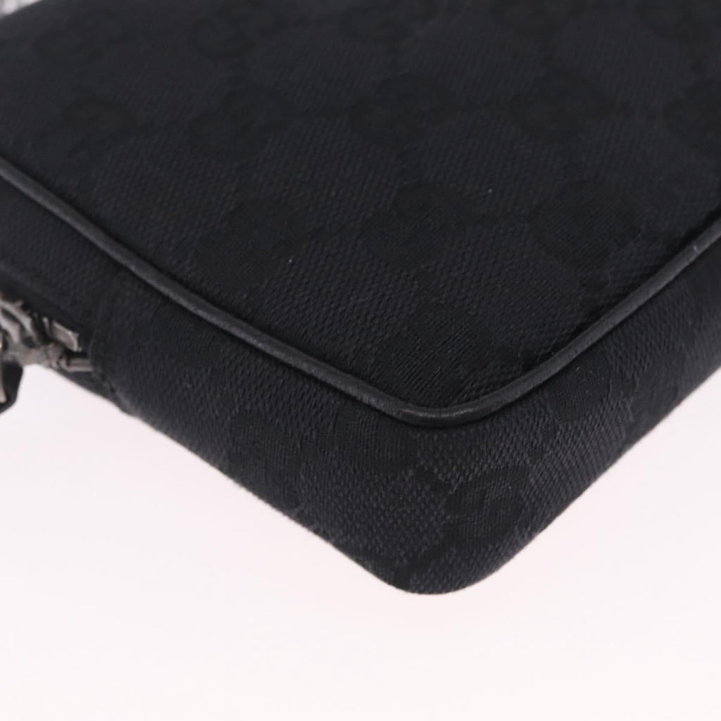GUCCI GG Canvas Shoulder Bag Black Silver 120975 Auth 210848