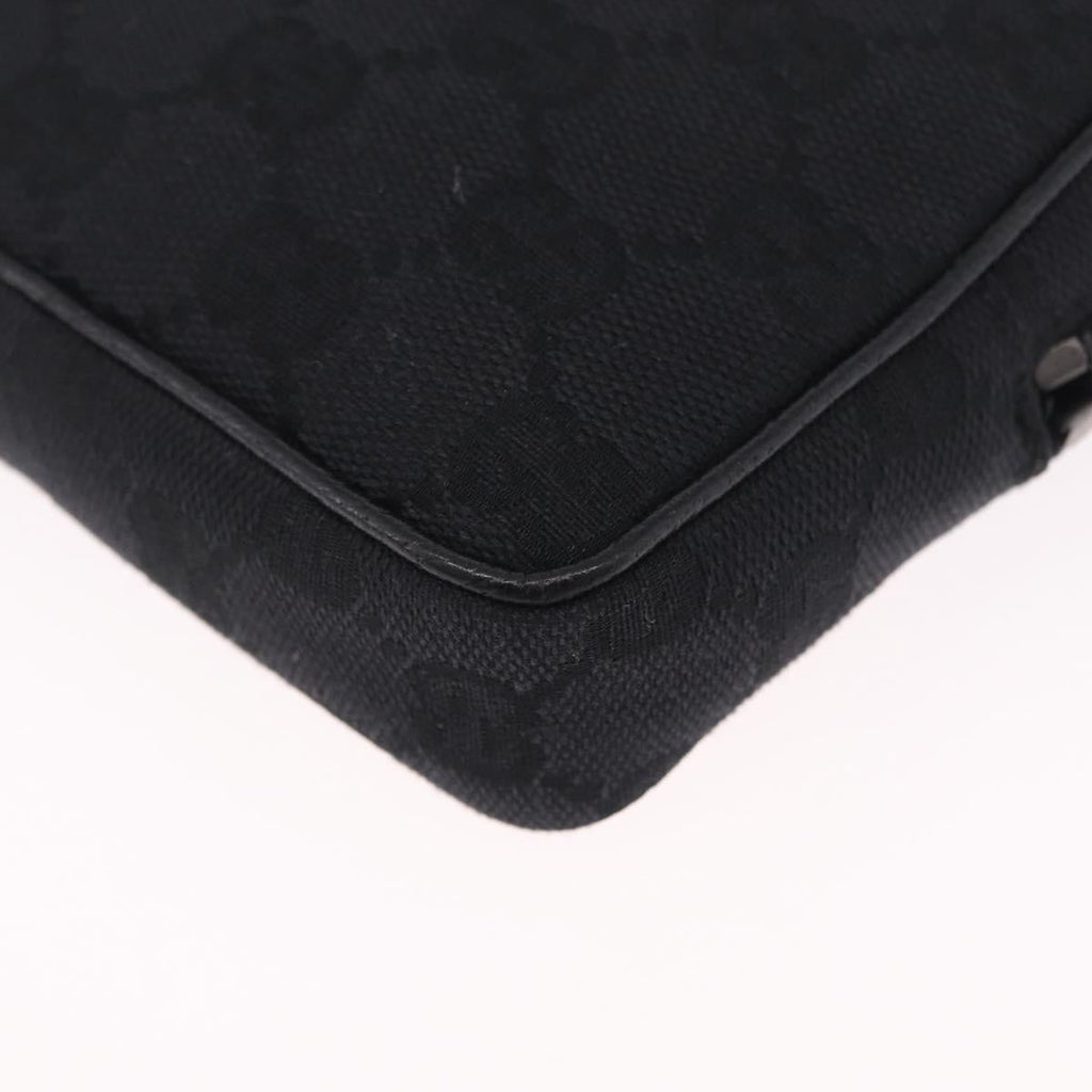GUCCI GG Canvas Shoulder Bag Black Silver 120975 Auth 210848