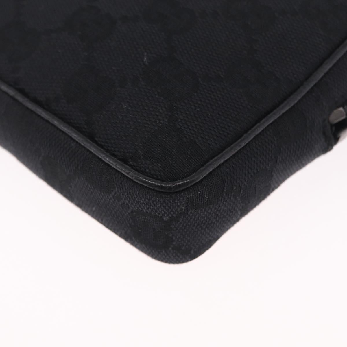 GUCCI GG Canvas Shoulder Bag Black Silver 120975 Auth 210848
