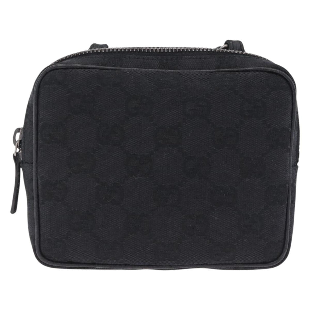 GUCCI GG Canvas Shoulder Bag Black Silver 120975 Auth 210848