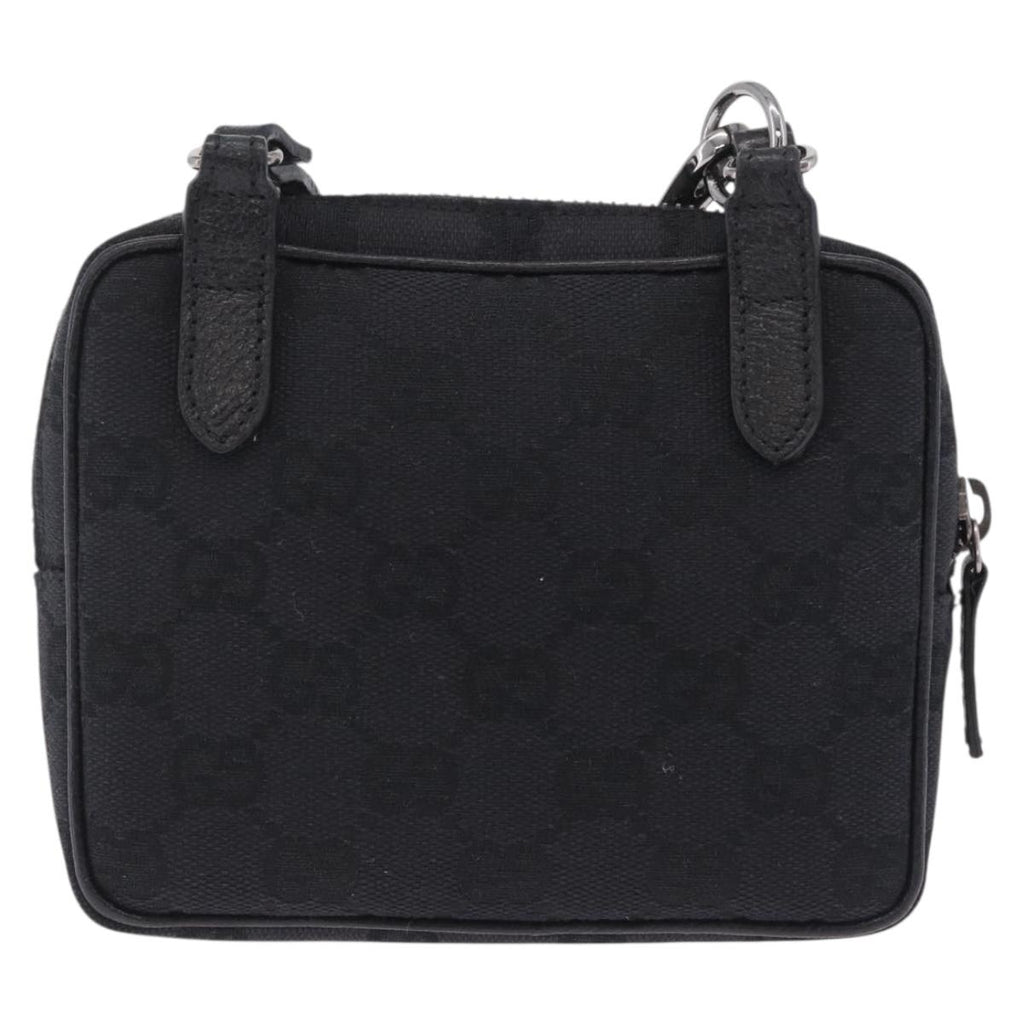 GUCCI GG Canvas Shoulder Bag Black Silver 120975 Auth 210848