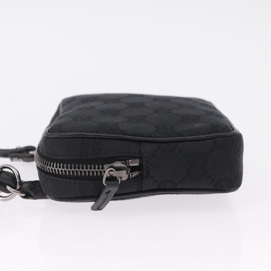 GUCCI GG Canvas Shoulder Bag Black Silver 120975 Auth 210848
