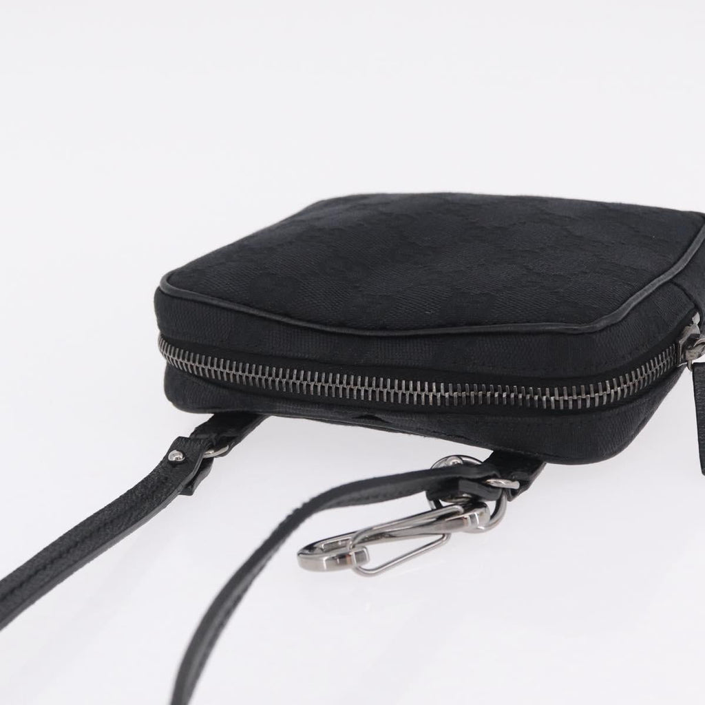 GUCCI GG Canvas Shoulder Bag Black Silver 120975 Auth 210848