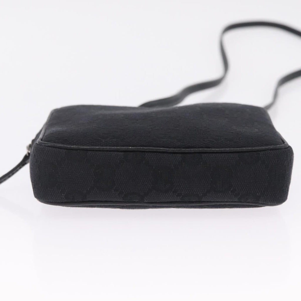GUCCI GG Canvas Shoulder Bag Black Silver 120975 Auth 210848