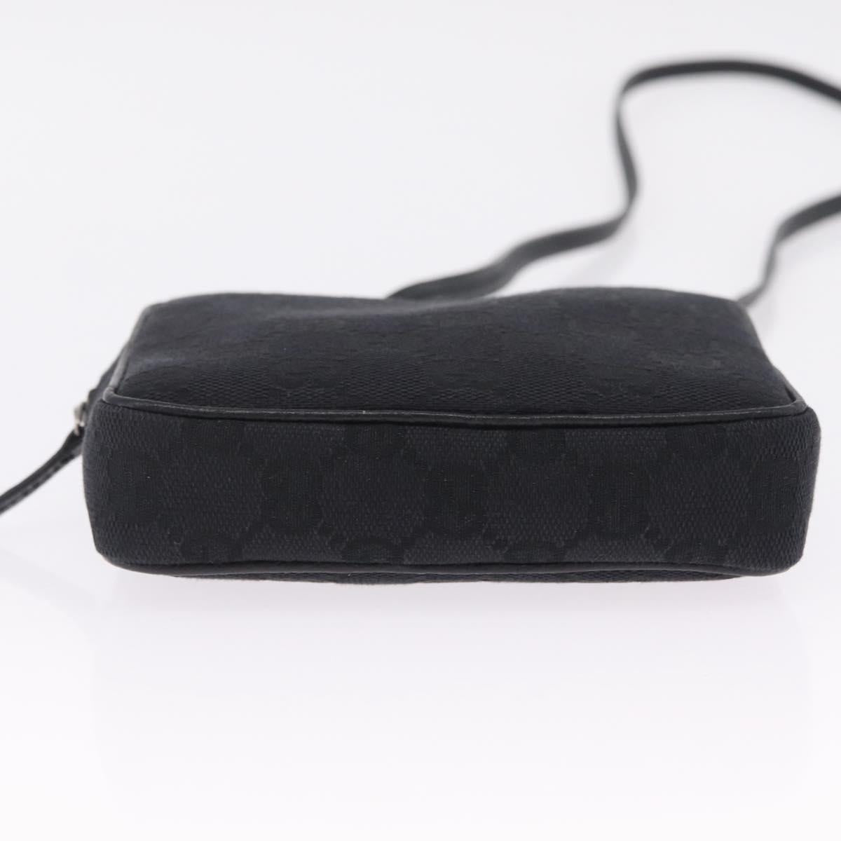 GUCCI GG Canvas Shoulder Bag Black Silver 120975 Auth 210848