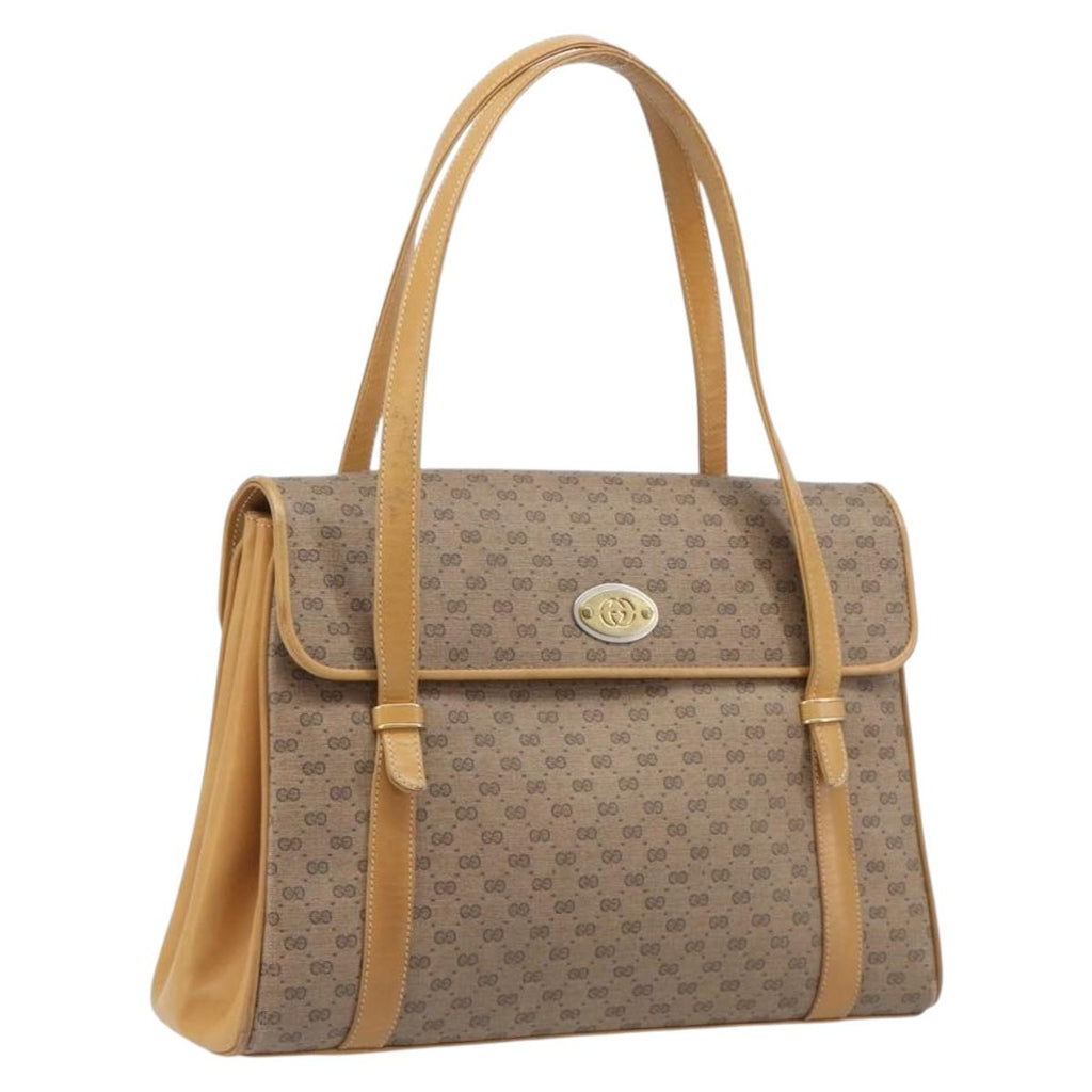 GUCCI Micro GG Supreme Hand Bag PVC Beige Gold 000 46 4857 Auth 210854