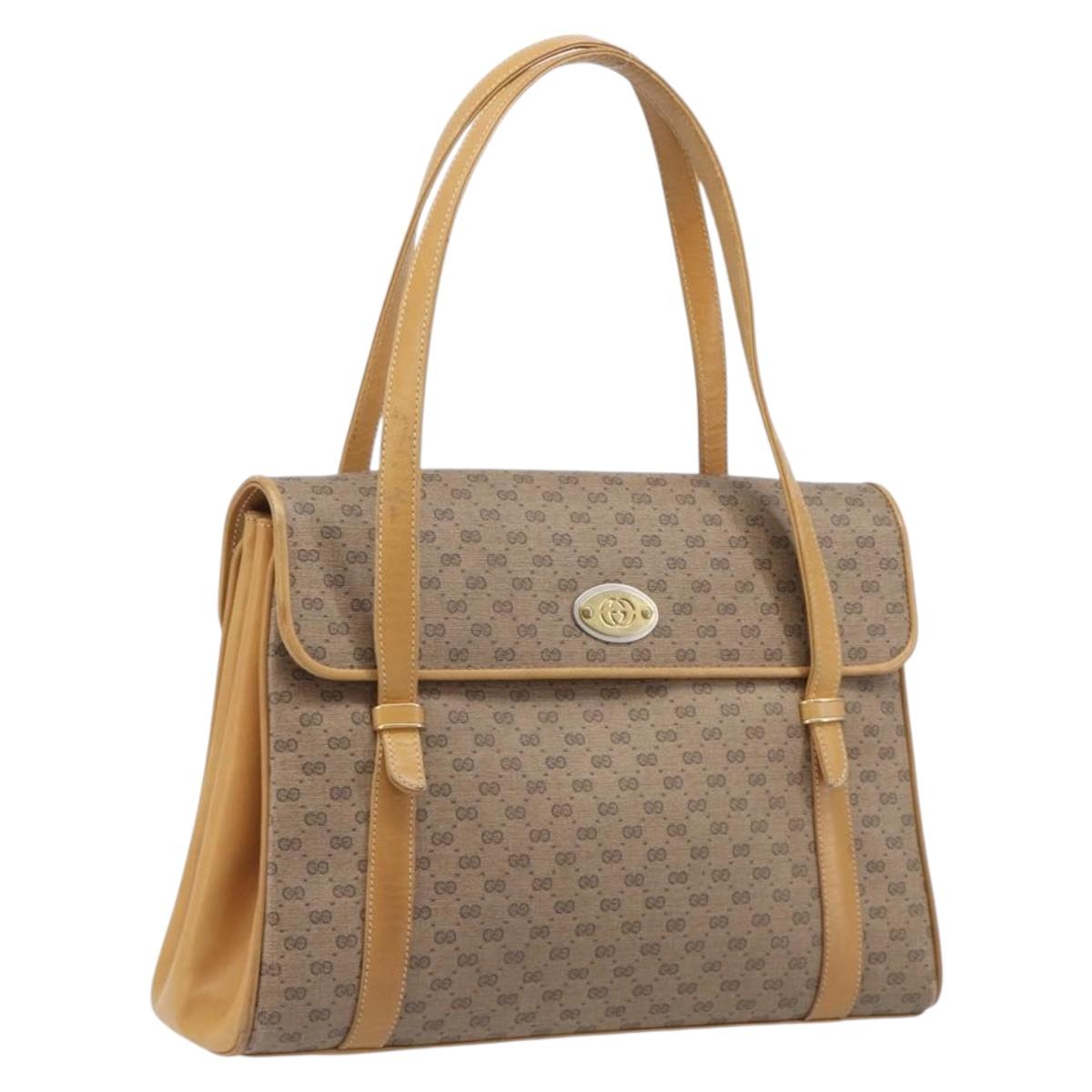 GUCCI Micro GG Supreme Hand Bag PVC Beige Gold 000 46 4857 Auth 210854