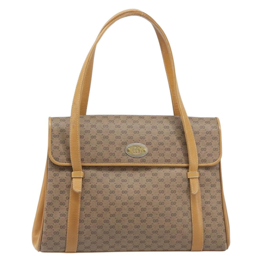 GUCCI Micro GG Supreme Hand Bag PVC Beige Gold 000 46 4857 Auth 210854