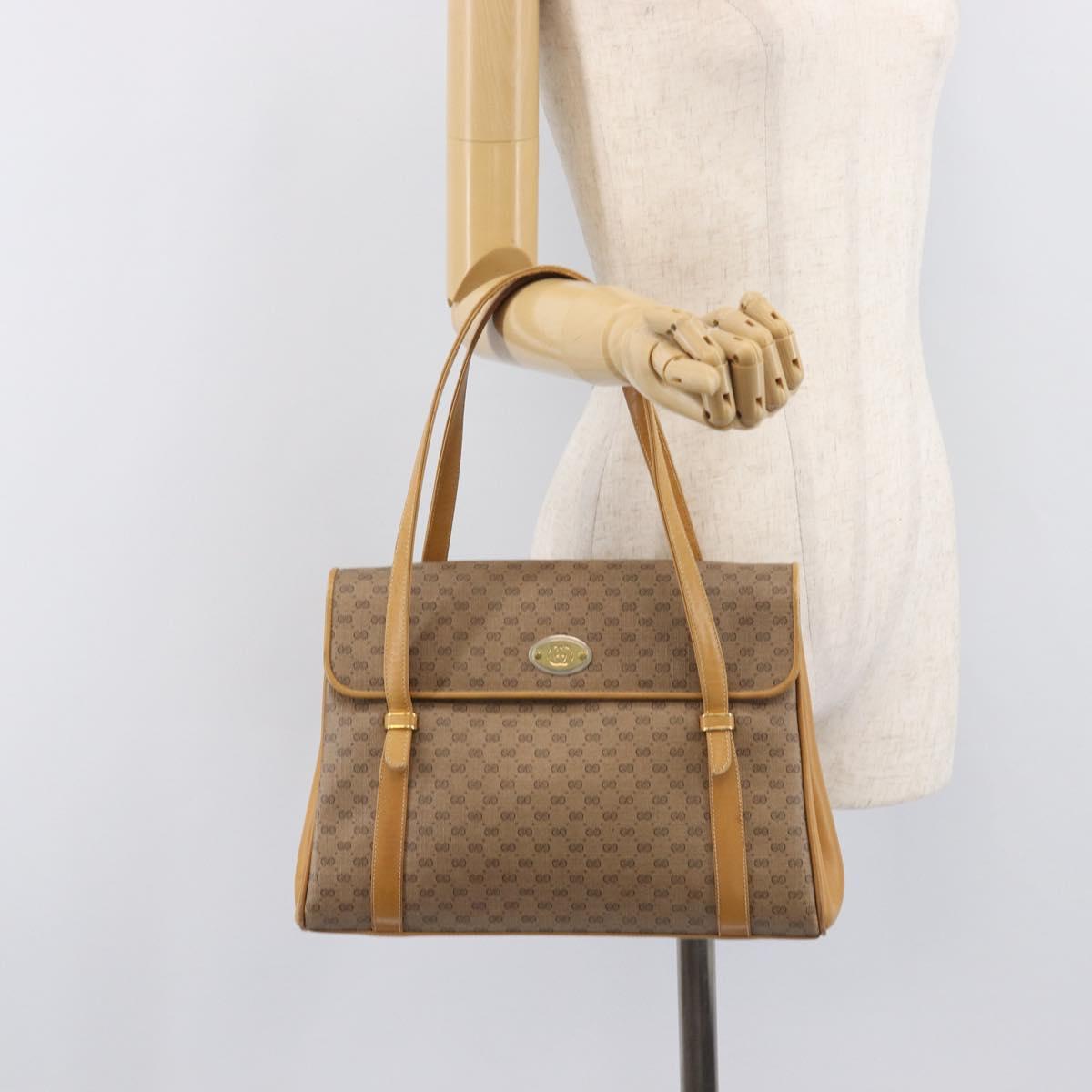 GUCCI Micro GG Supreme Hand Bag PVC Beige Gold 000 46 4857 Auth 210854
