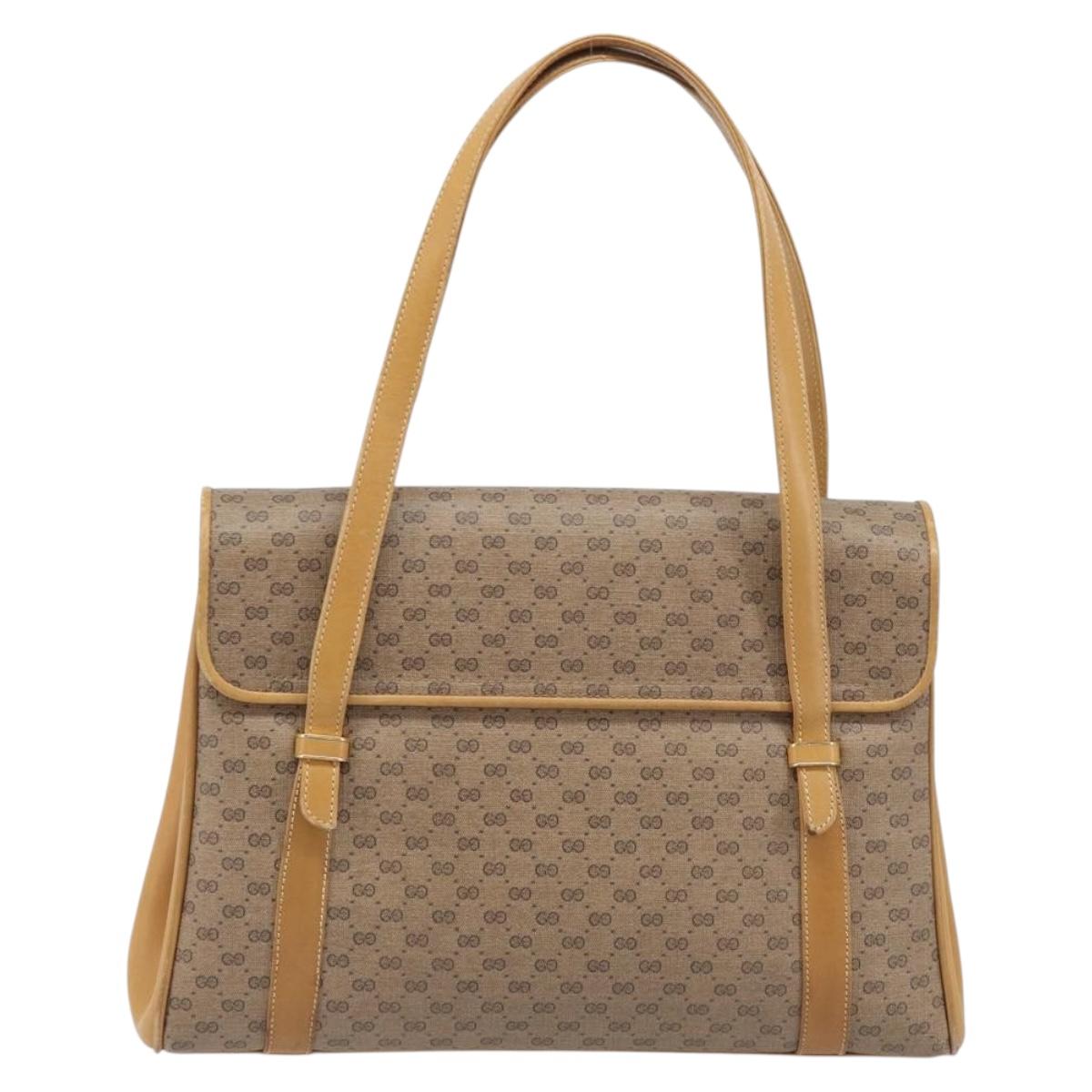 GUCCI Micro GG Supreme Hand Bag PVC Beige Gold 000 46 4857 Auth 210854