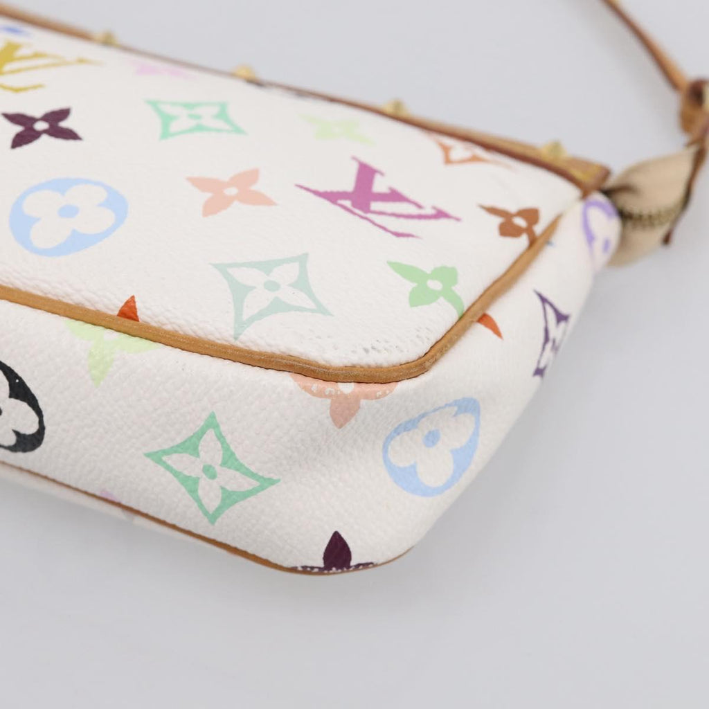 LOUIS VUITTON Multicolor Pochette Accessoires Pouch White M92649 LV Auth 210861V