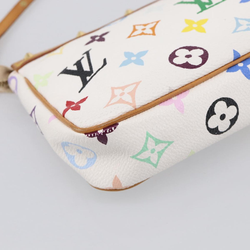 LOUIS VUITTON Multicolor Pochette Accessoires Pouch White M92649 LV Auth 210861V