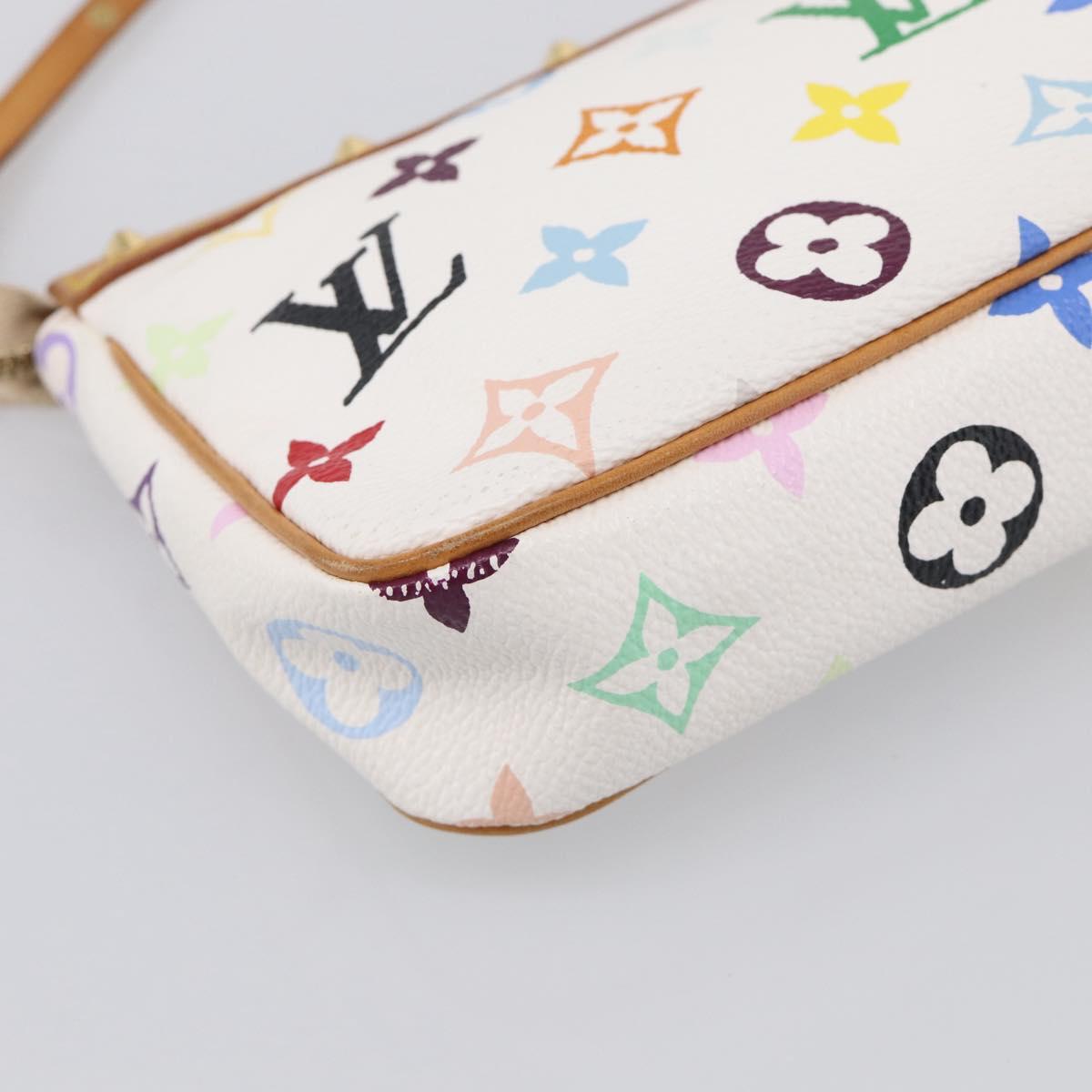 LOUIS VUITTON Multicolor Pochette Accessoires Pouch White M92649 LV Auth 210861V
