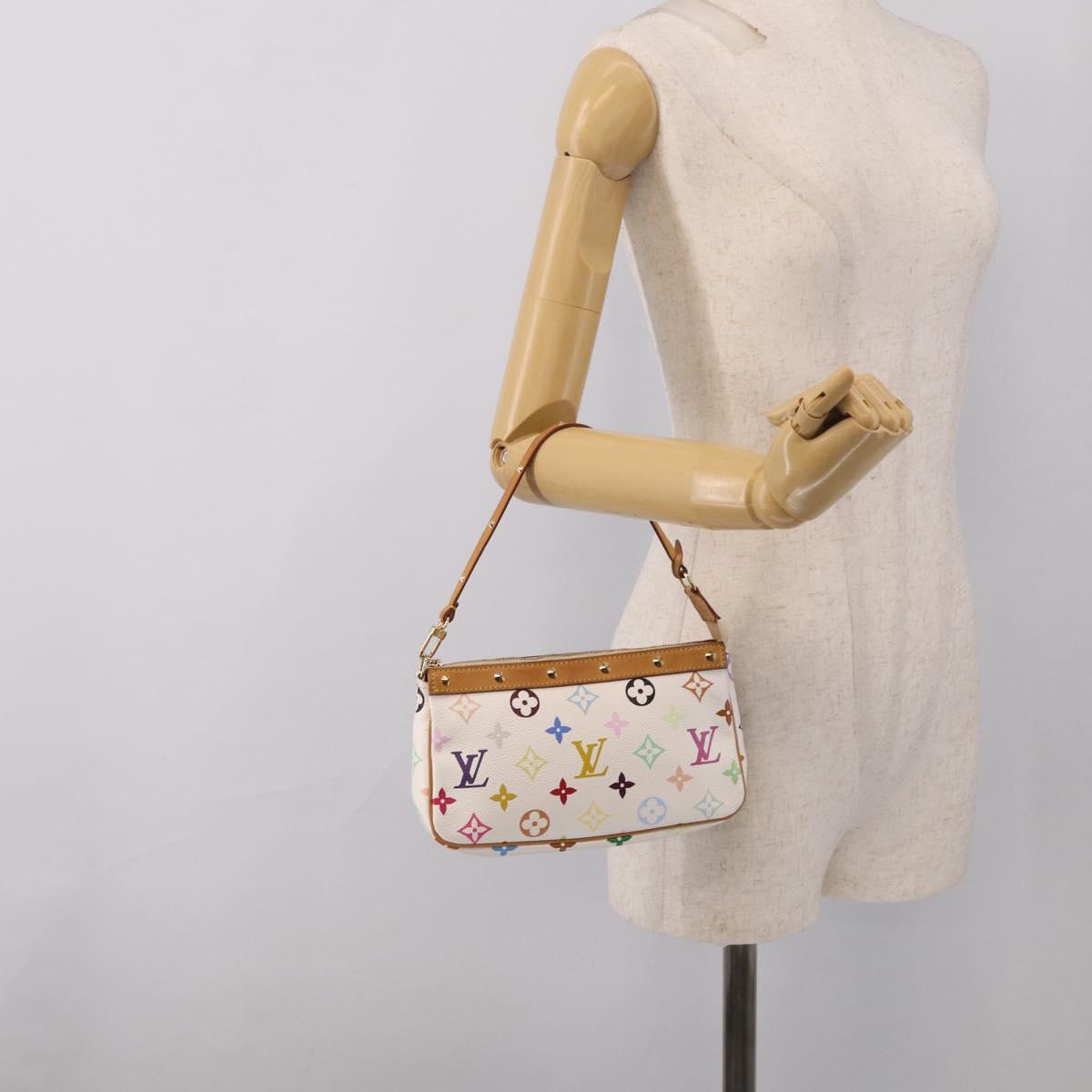 LOUIS VUITTON Multicolor Pochette Accessoires Pouch White M92649 LV Auth 210861V