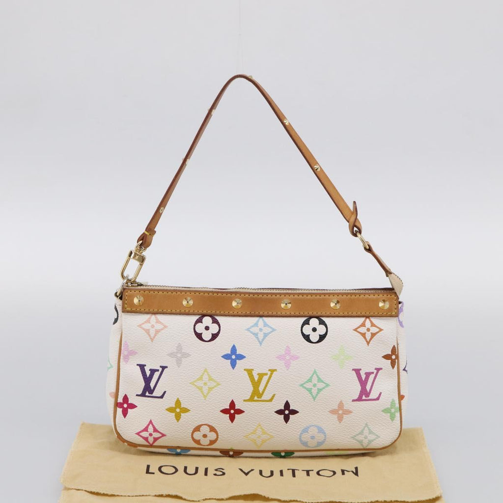 LOUIS VUITTON Multicolor Pochette Accessoires Pouch White M92649 LV Auth 210861V