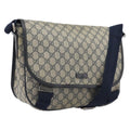 GUCCI GG Supreme Shoulder Bag PVC Navy Silver 201732 Auth 210870A